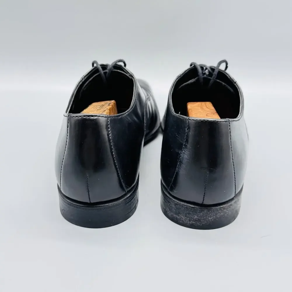Cole Haan Shoes Mens 8.5 Black Leather Square Cap Toe Oxford Lace Up Dress